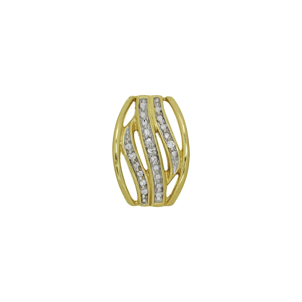 Aretes en oro amarillo de 18 Kilates, Franjas, con diamantes de 0.01 Ct, 7 mm. de ancho
