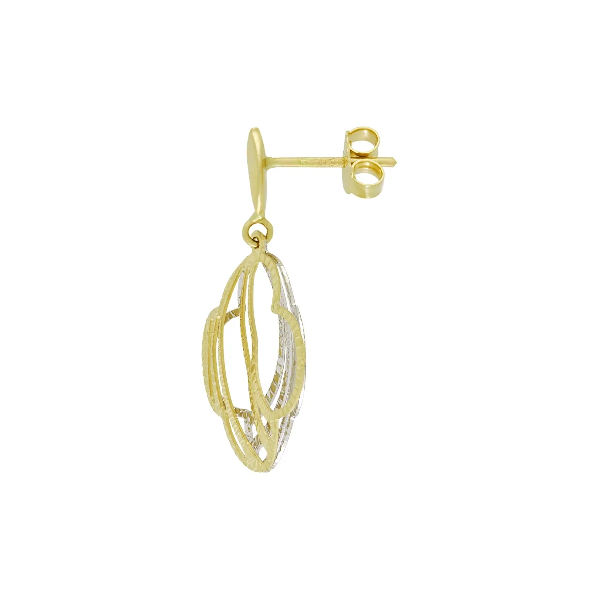 Aretes en oro amarillo de 18 Kilates con visos, Flores