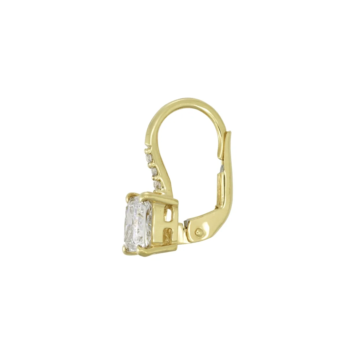 Aretes en oro amarillo de 18 Kilates, Uñas+decoración, con 2 diamante de laboratorio centrales de 2.40 Ct y decoración en diamante de laboratorio de 0.06 Ct