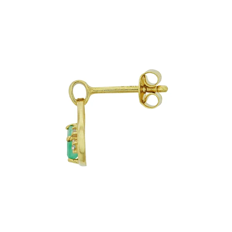 Aretes en oro amarillo de 18 Kilates, Lágrima, con 2 esmeraldas centrales y decoración en zircones