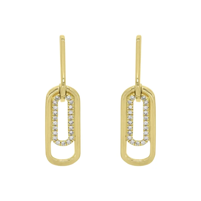 Aretes en oro amarillo de 18 Kilates, Figuras geométricas, con diamantes de 0.11 Ct