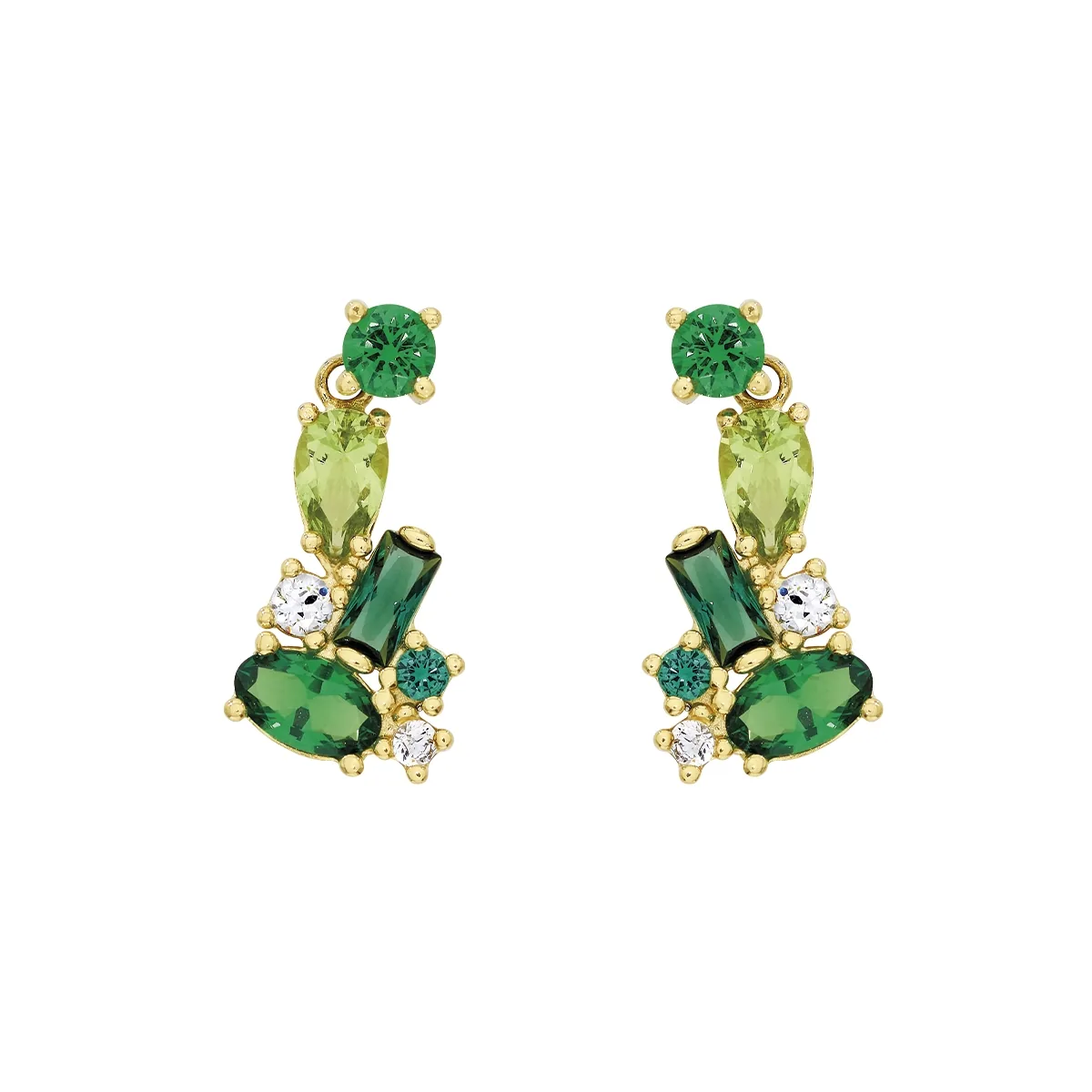 Aretes en oro amarillo de 18 Kilates, Uñas+decoración, con zircones y zircones