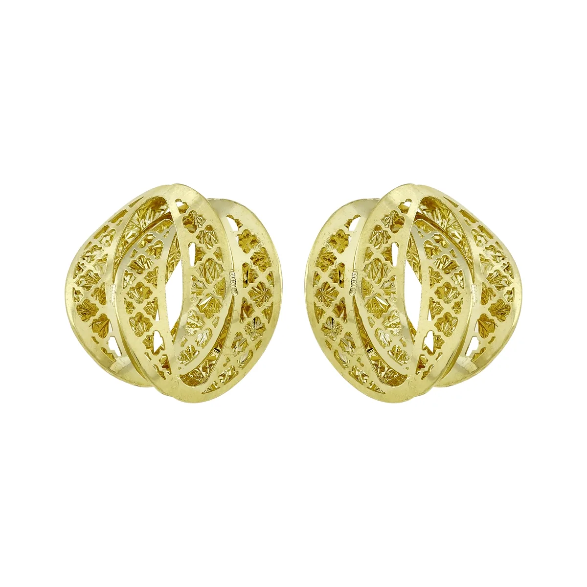 Aretes en oro amarillo de 18 Kilates con visos, Figuras geométricas