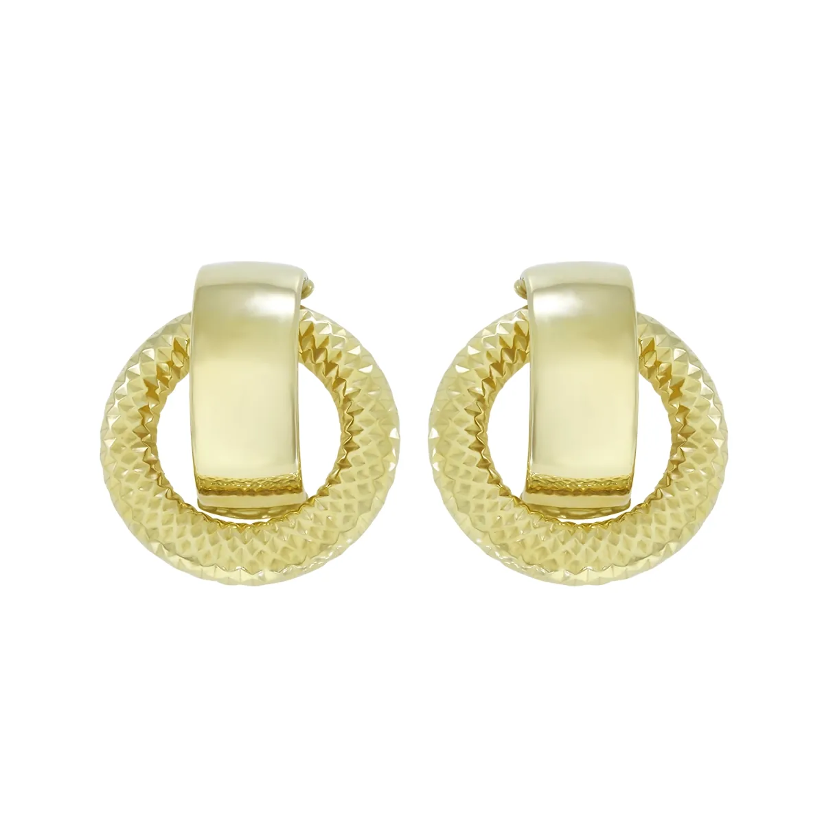 Aretes en oro amarillo de 18 Kilates con visos, Figuras geométricas