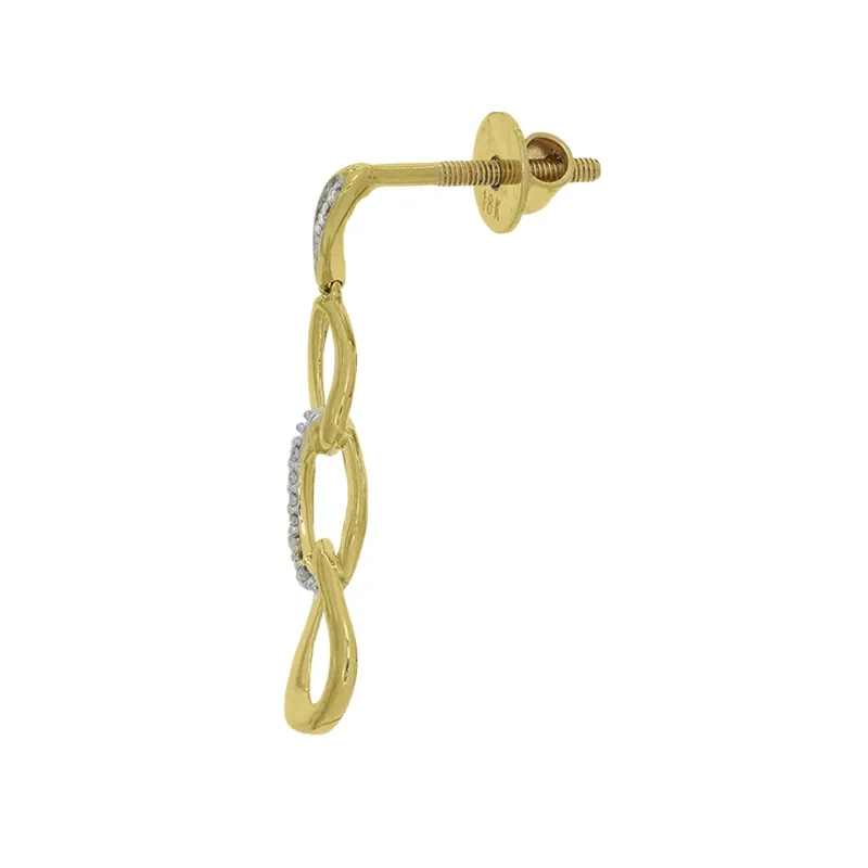 Aretes en oro amarillo de 18 Kilates, Lágrima, con diamantes de 0.05 Ct