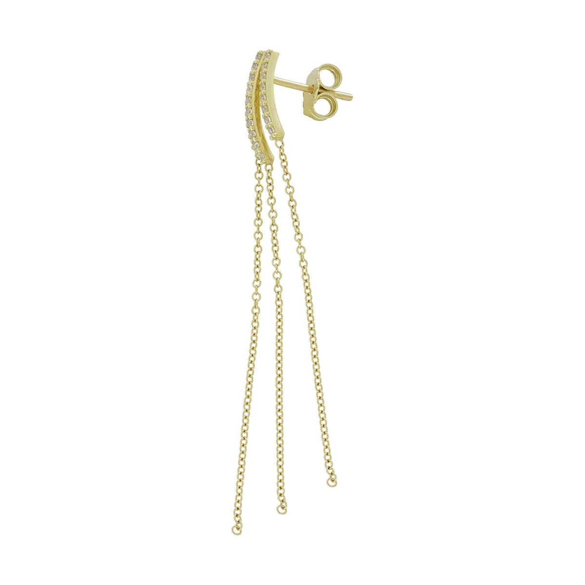 Aretes en oro amarillo de 18 Kilates, Tiras, con zircones