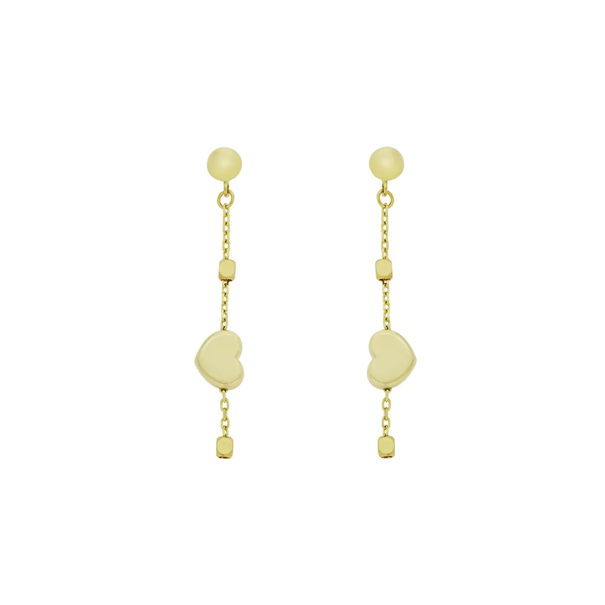 Aretes en oro amarillo de 18 Kilates, Corazón