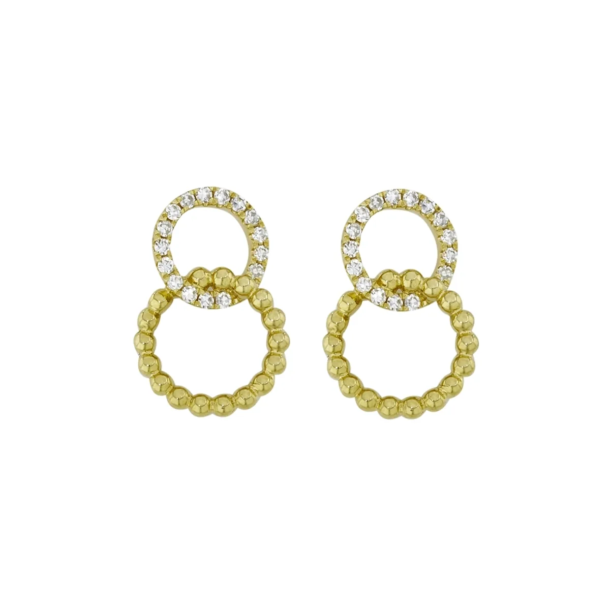 Aretes en oro amarillo de 18 Kilates, Figuras geométricas, con diamantes de 0.16 Ct