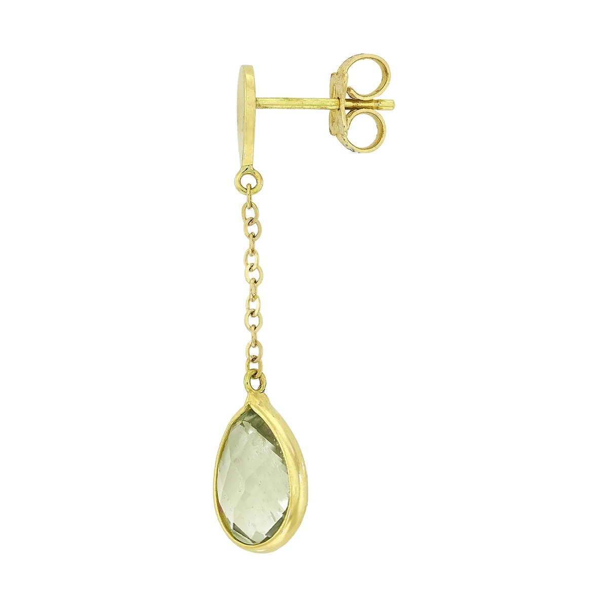 Aretes en oro amarillo de 18 Kilates, Tiras, con 2 amatistas centrales