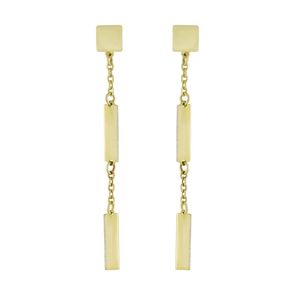 Aretes en oro amarillo de 18 Kilates, Barras
