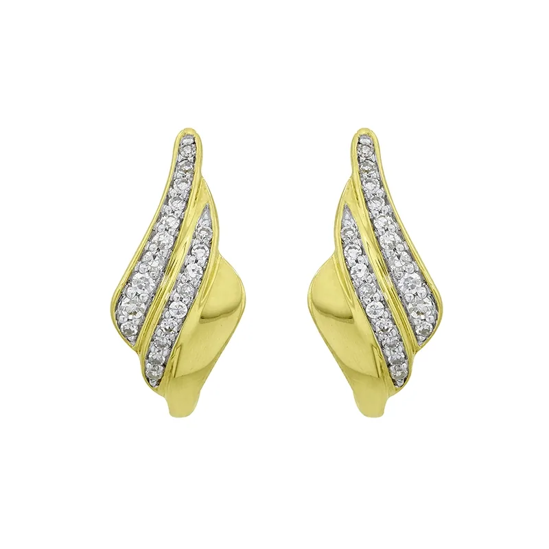 Aretes franjas, con diamantes con un peso total de 0.10Ct, oro 2 tonos rodinado