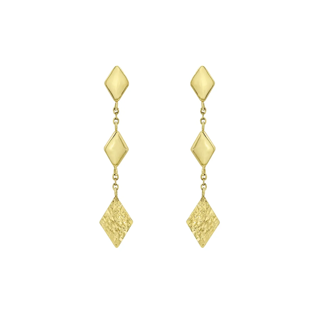 Aretes en oro amarillo de 18 Kilates con visos, Figuras geométricas