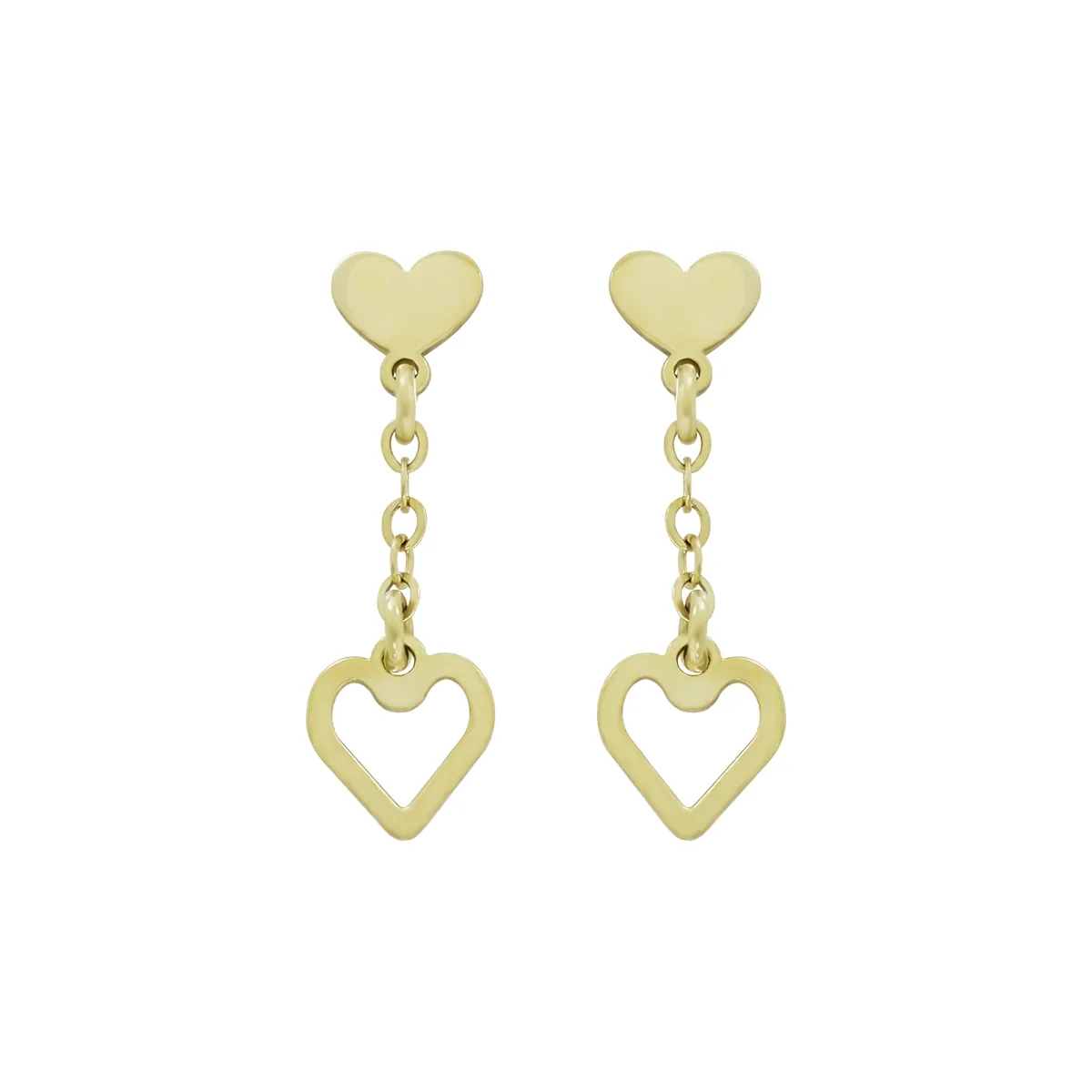 Aretes en oro amarillo de 18 Kilates, Corazón