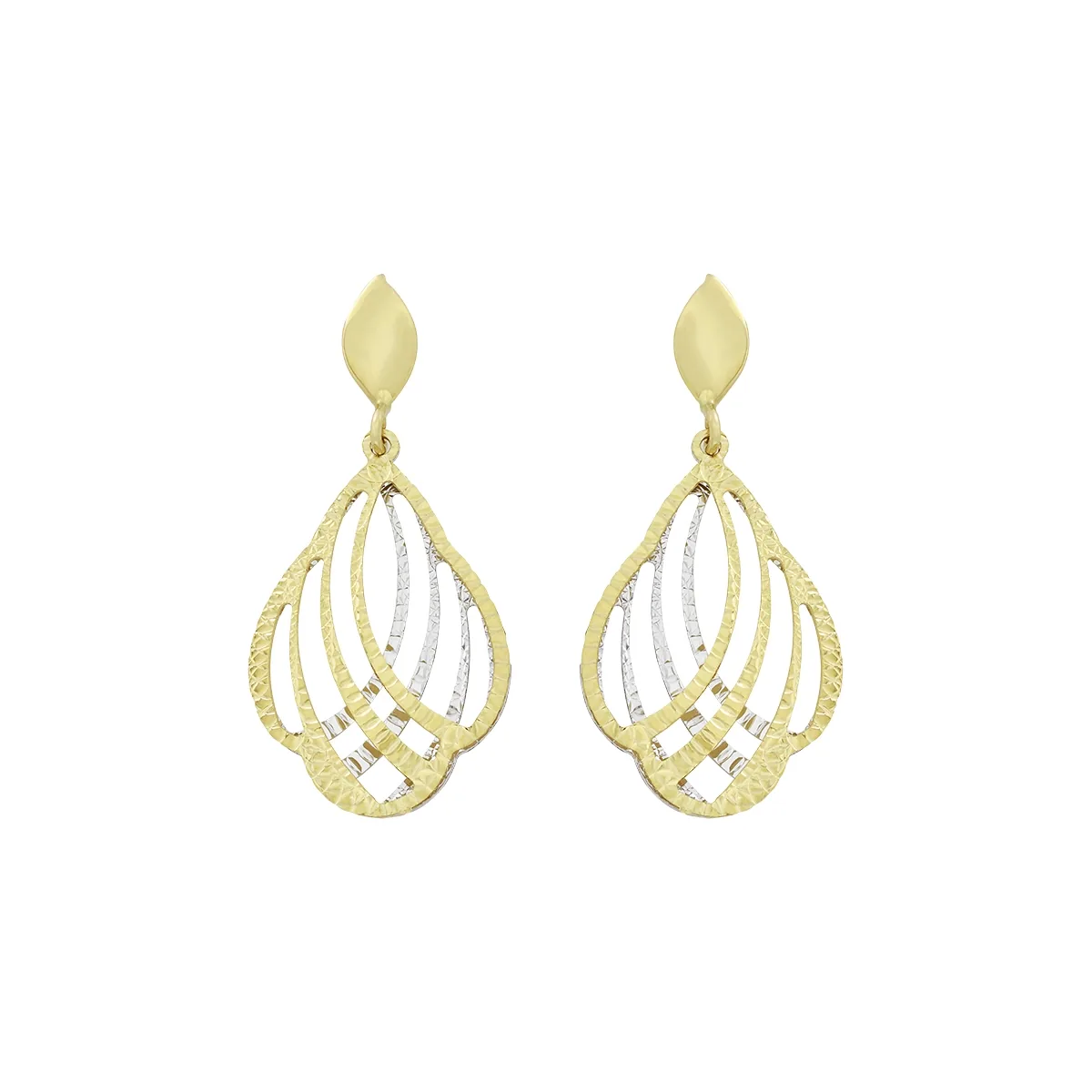 Aretes en oro amarillo de 18 Kilates con visos, Franjas