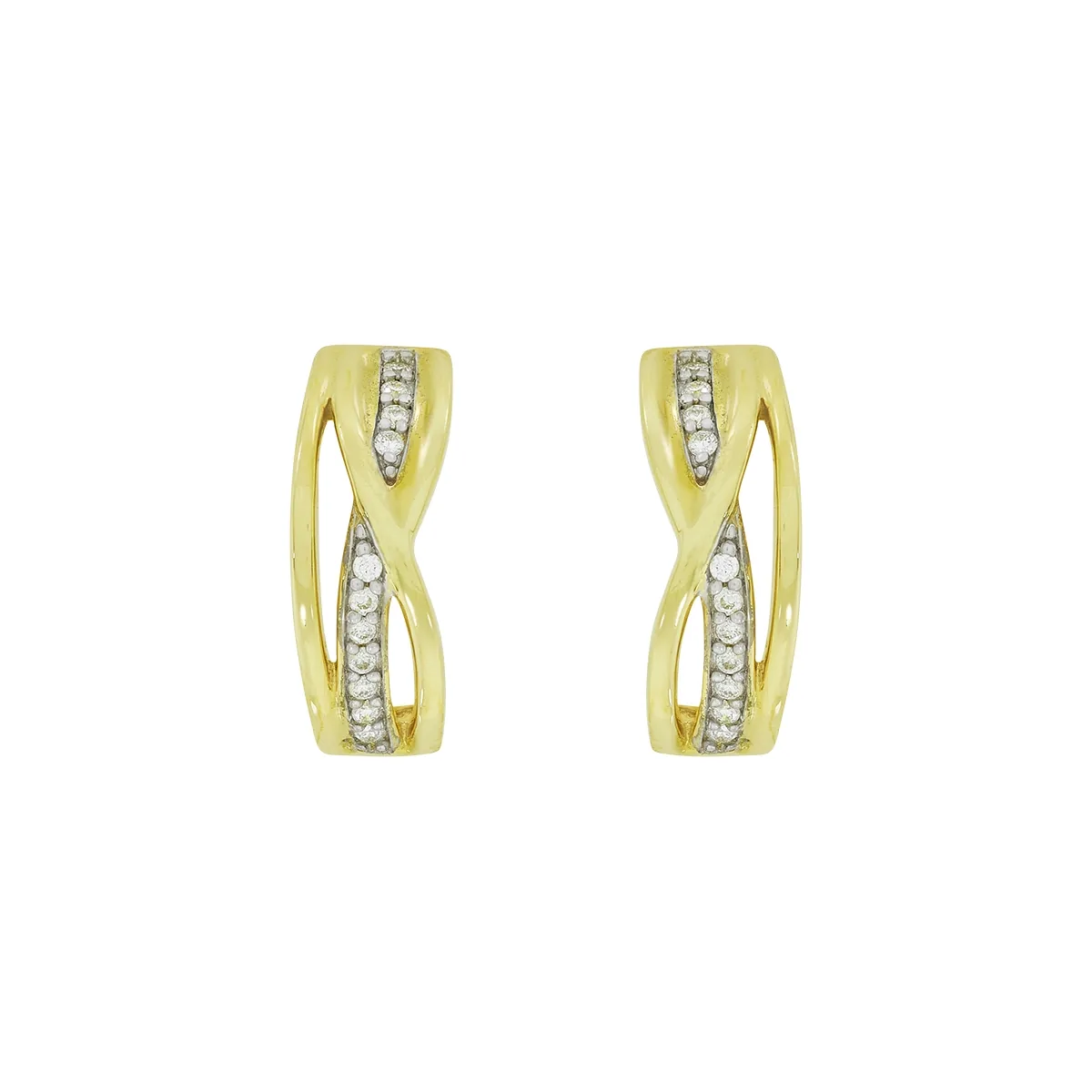 Aretes en oro amarillo de 18 Kilates, Franjas, con diamantes de 0.11 Ct