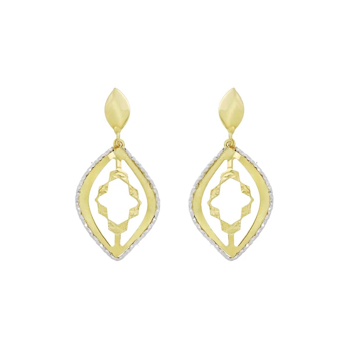 Aretes en oro amarillo de 18 Kilates con visos, Figuras geométricas