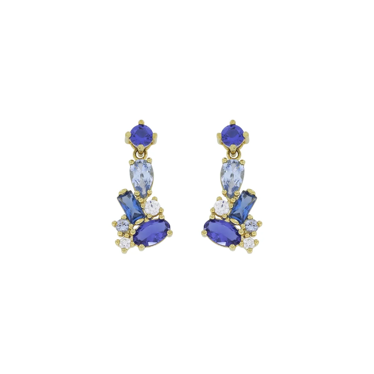 Aretes en oro amarillo de 18 Kilates, Uñas+decoración, con zircones