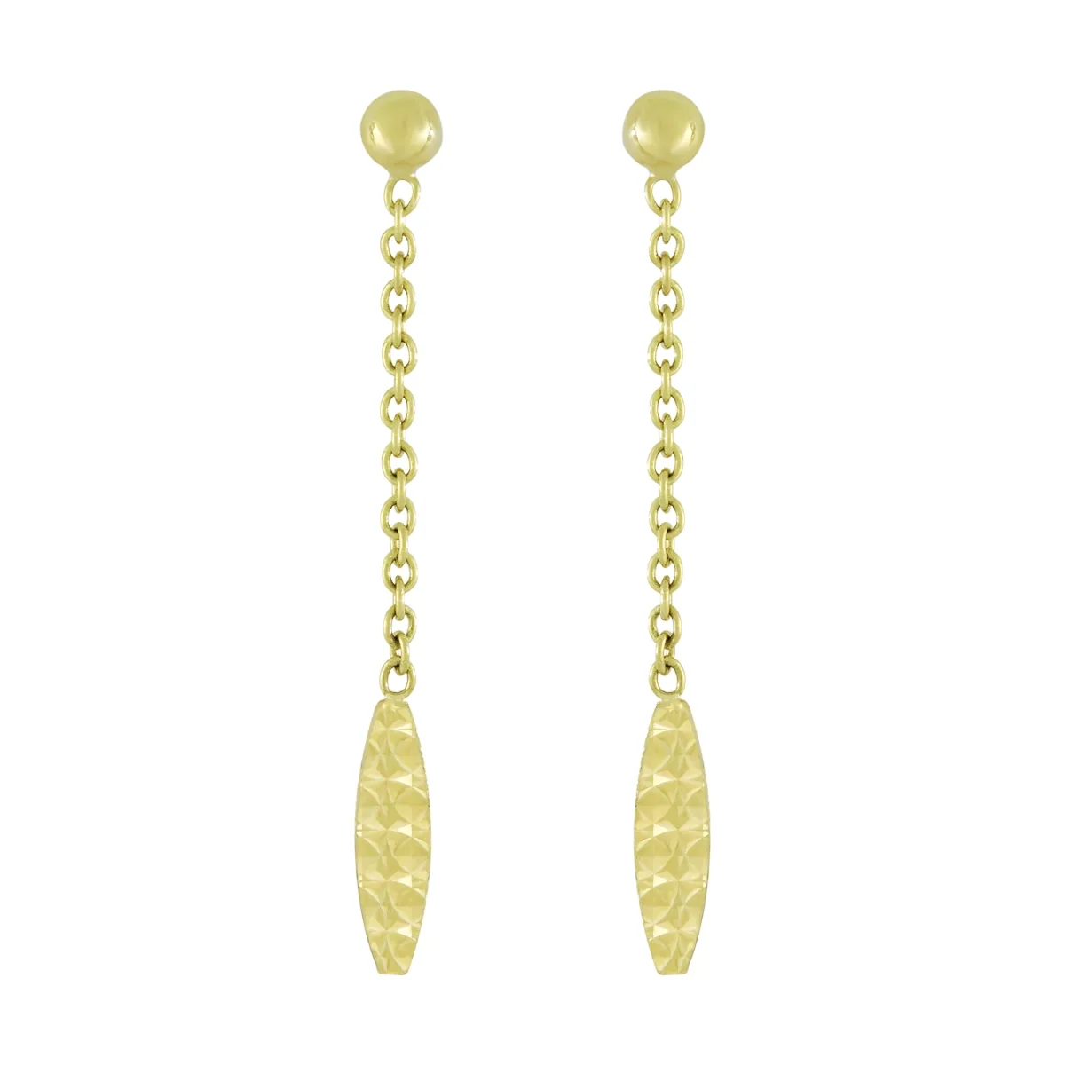 Aretes en oro amarillo de 18 Kilates con visos, Barras