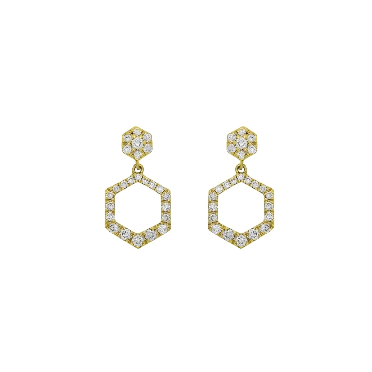 Aretes en oro amarillo de 18 Kilates, Figuras geométricas, con diamantes de 0.26 Ct