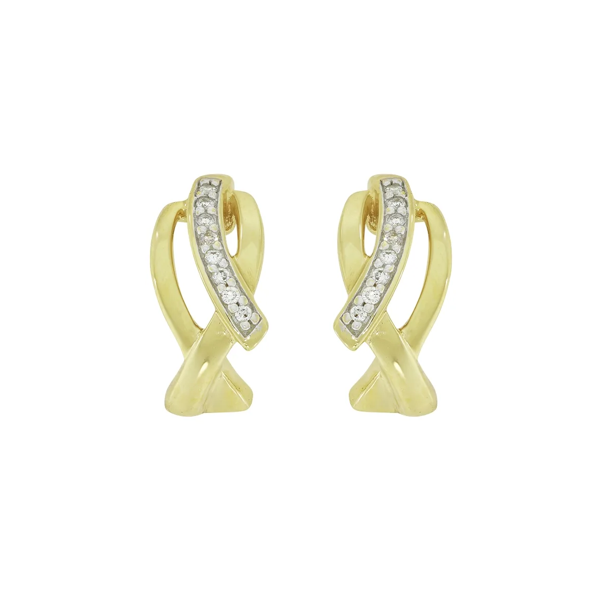 Aretes en oro amarillo de 18 Kilates, Franjas, con diamantes de 0.08 Ct