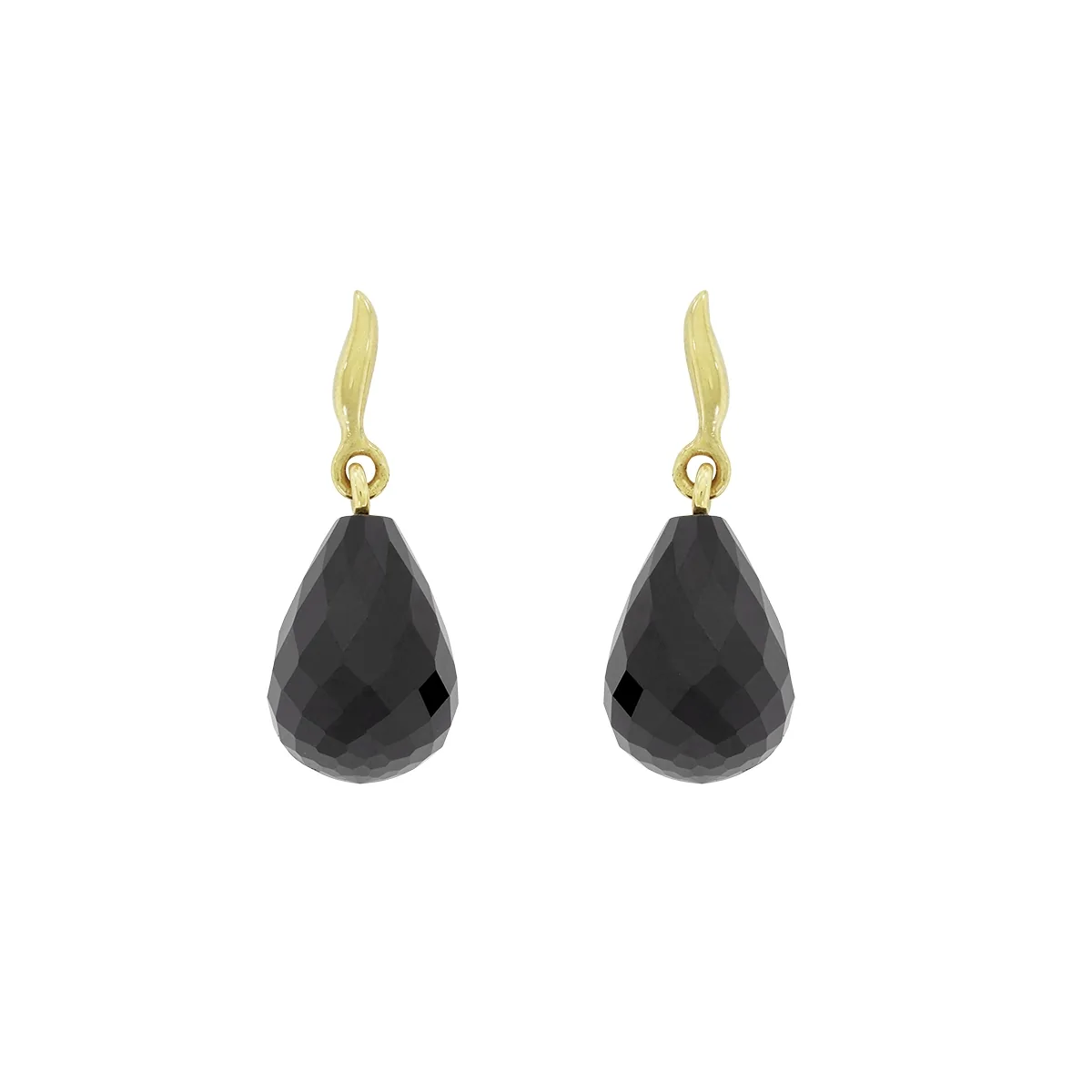 Aretes en oro amarillo de 18 Kilates, con 2 onix centrales