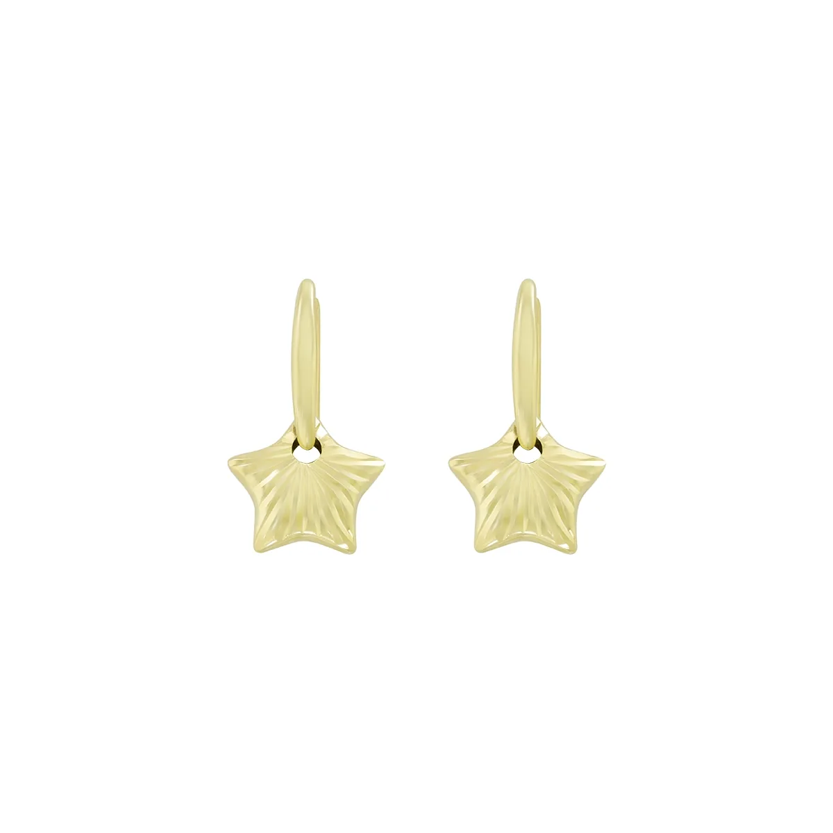 Aretes en oro amarillo de 18 Kilates con visos, Estrella