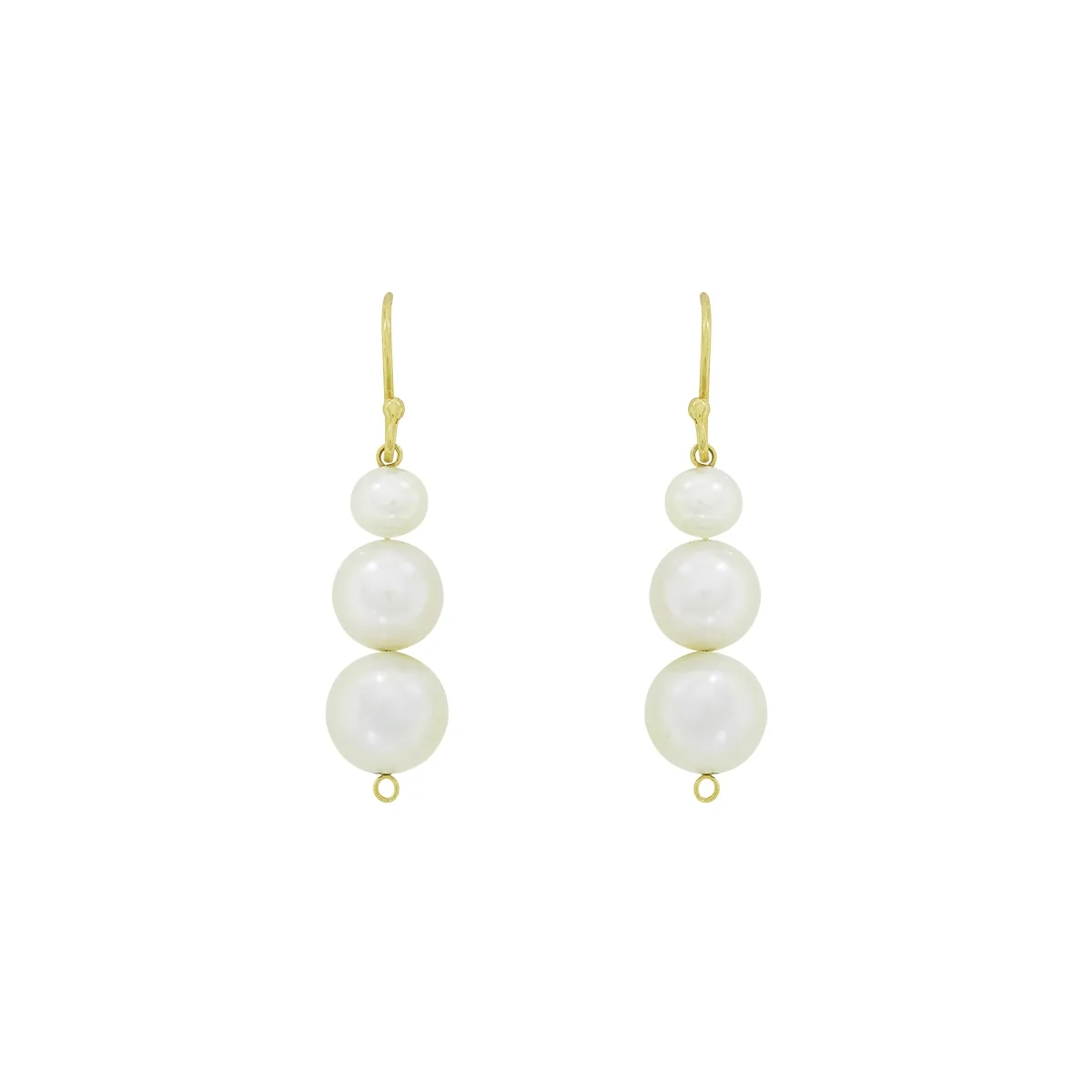 Aretes en oro amarillo de 18 Kilates, Tiras, con perlas centrales de 4 mm de ancho aprox