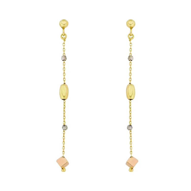 Aretes en oro amarillo de 18 Kilates con visos, Tiras, 0.50 mm. de ancho