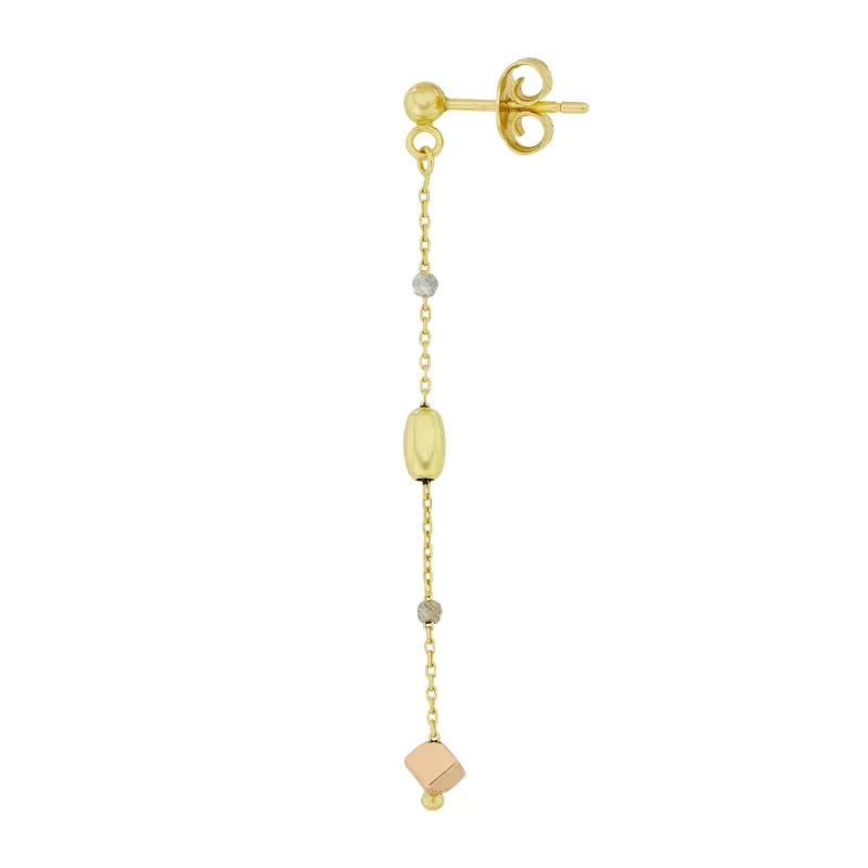 Aretes en oro amarillo de 18 Kilates con visos, Tiras, 0.50 mm. de ancho