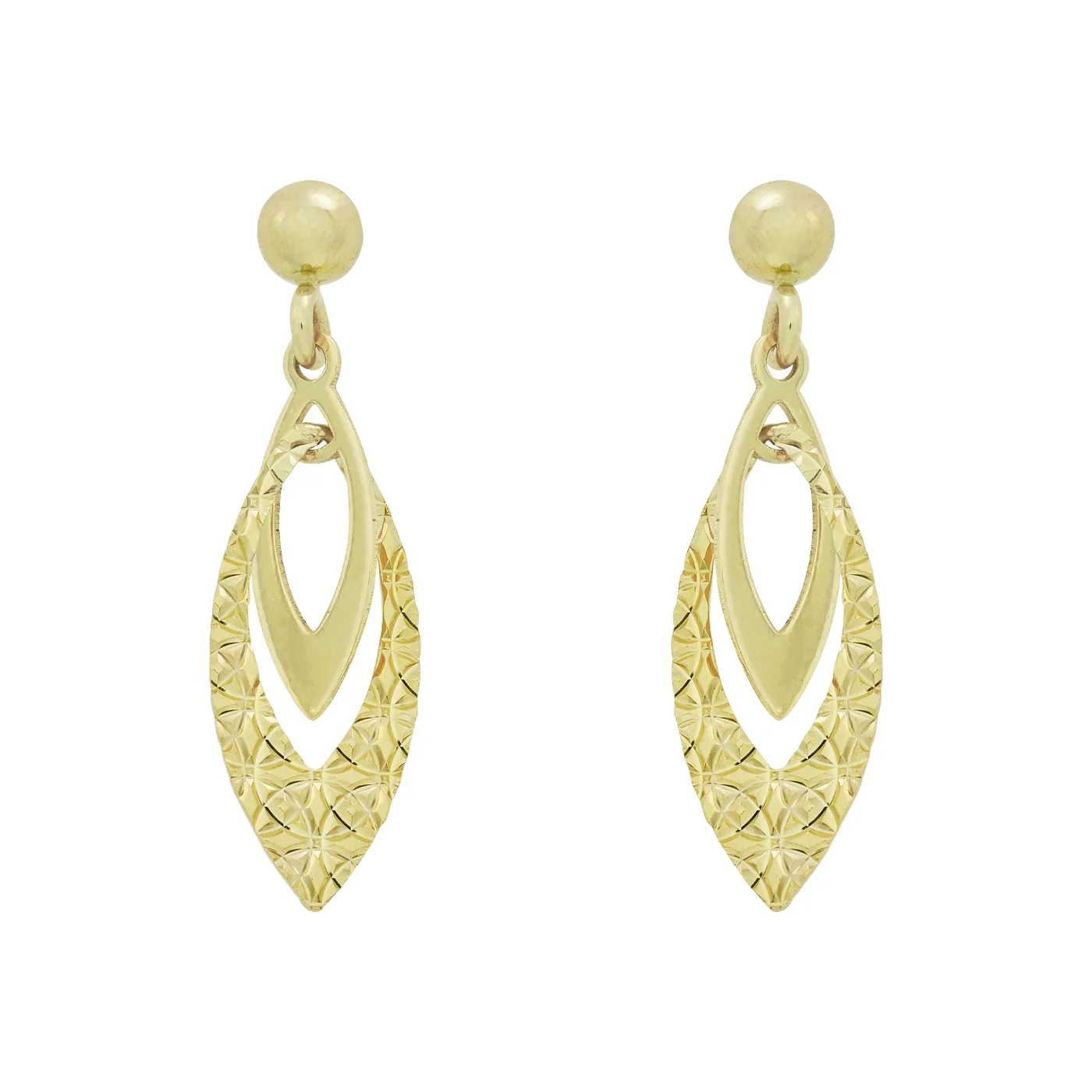 Aretes en oro amarillo de 18 Kilates con visos, Hoja