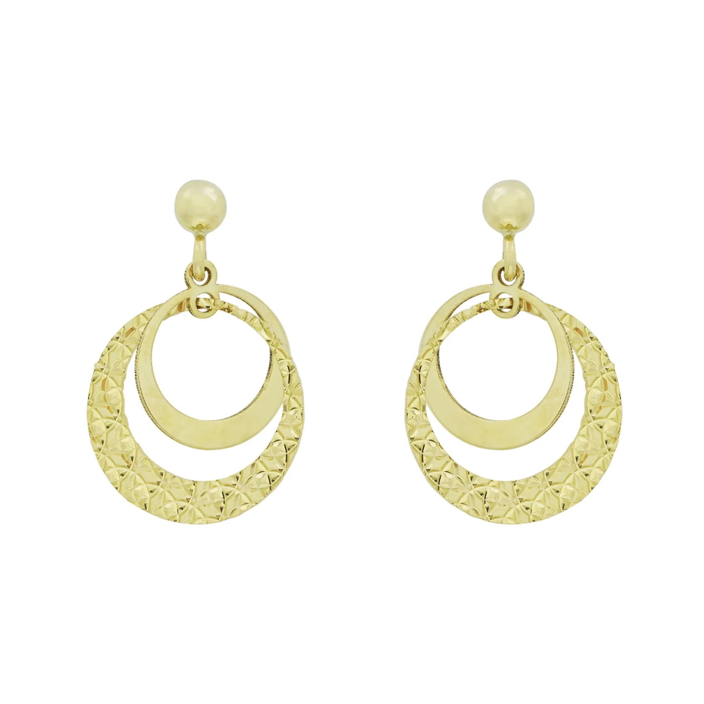Aretes en oro amarillo de 18 Kilates con visos, Figuras geométricas