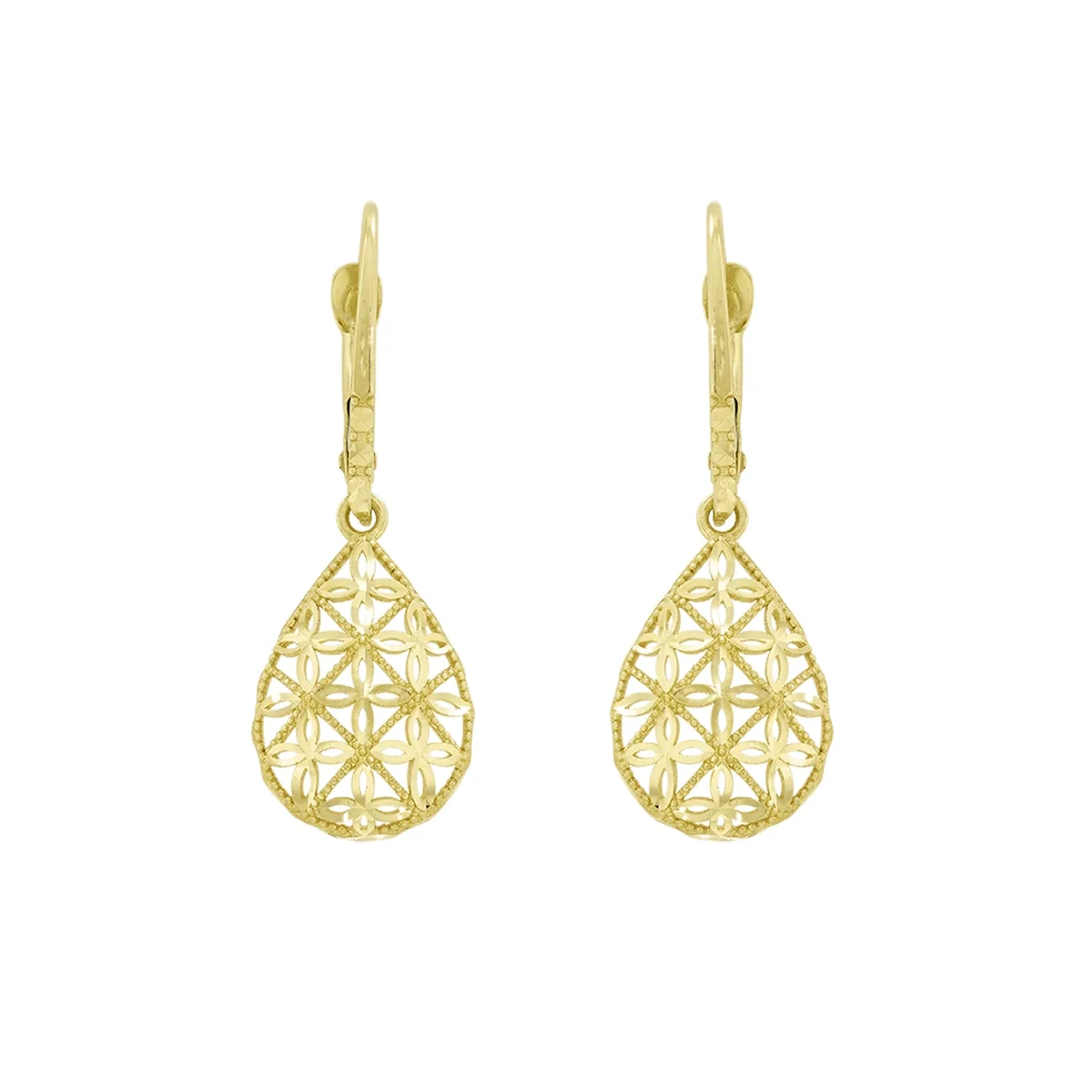 Aretes en oro amarillo de 18 Kilates con visos, Lágrima