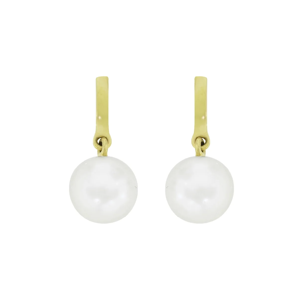 Aretes en oro amarillo de 18 Kilates, Barras, con perlas centrales de 7 mm de ancho aprox