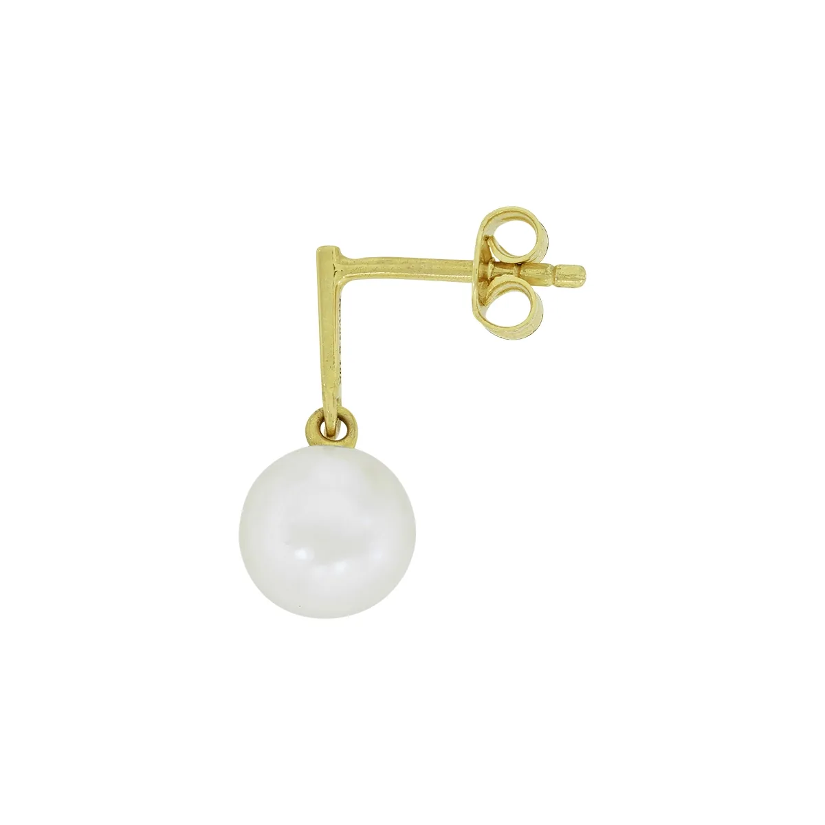 Aretes en oro amarillo de 18 Kilates, Barras, con perlas centrales de 7 mm de ancho aprox