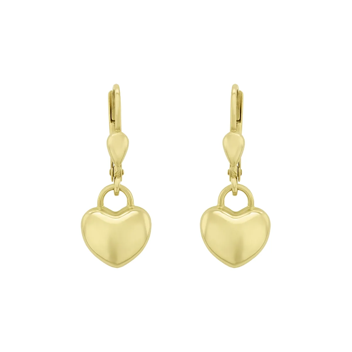 Aretes en oro amarillo de 18 Kilates, Corazón