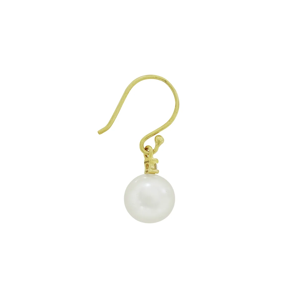 Aretes en oro amarillo de 18 Kilates, con perlas centrales de 7 mm de ancho aprox y decoración en zircones