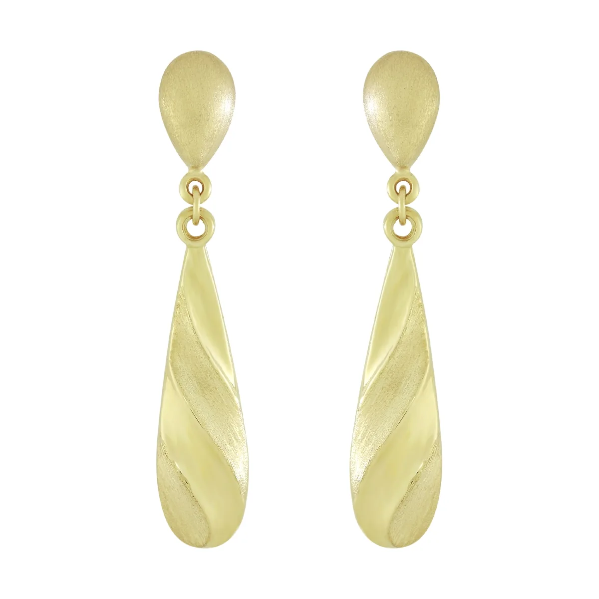 Aretes en oro amarillo de 18 Kilates satinado, Lágrima