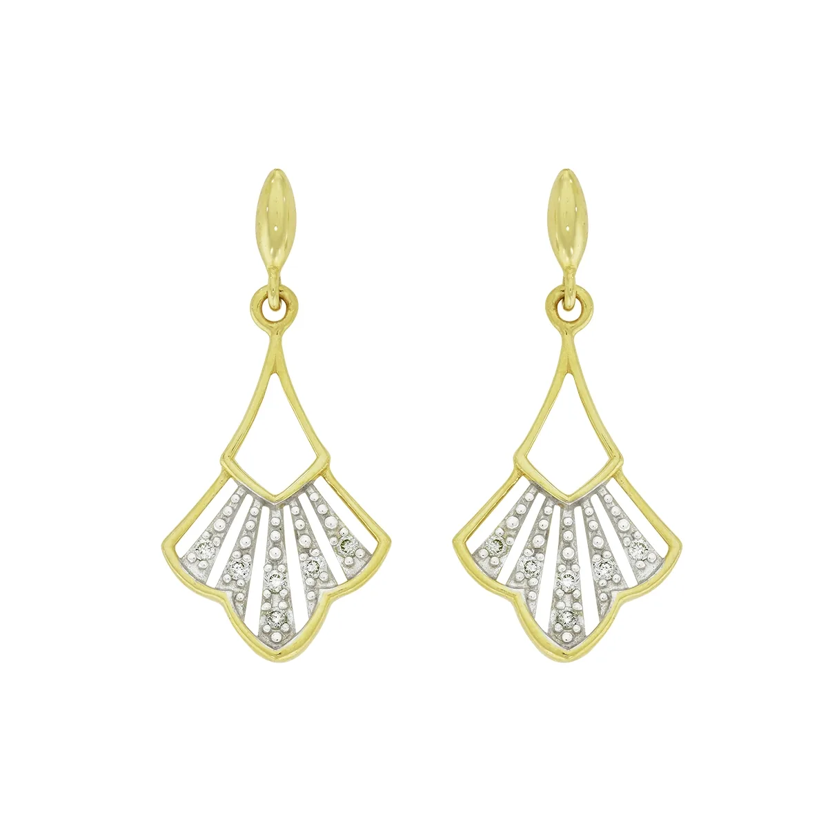 Aretes en oro amarillo de 18 Kilates, Franjas, con diamantes de 0.06 Ct