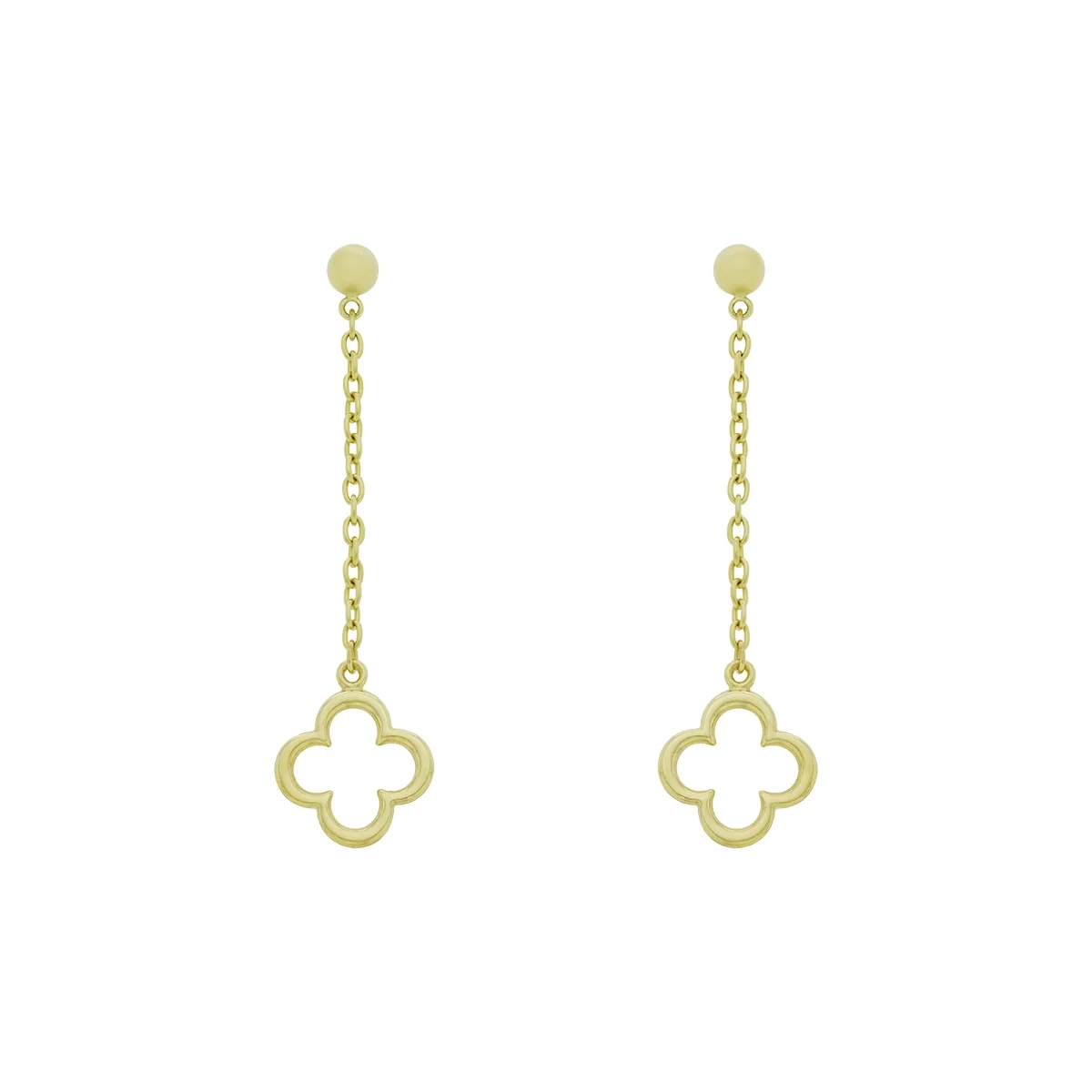 Aretes en oro amarillo de 18 Kilates, Flores, 1.50 mm. de ancho