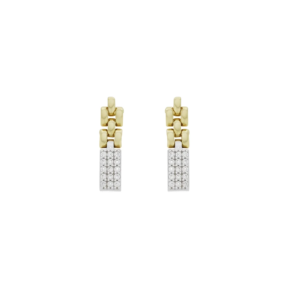 Aretes en oro amarillo de 18 Kilates, Barras, con zircones