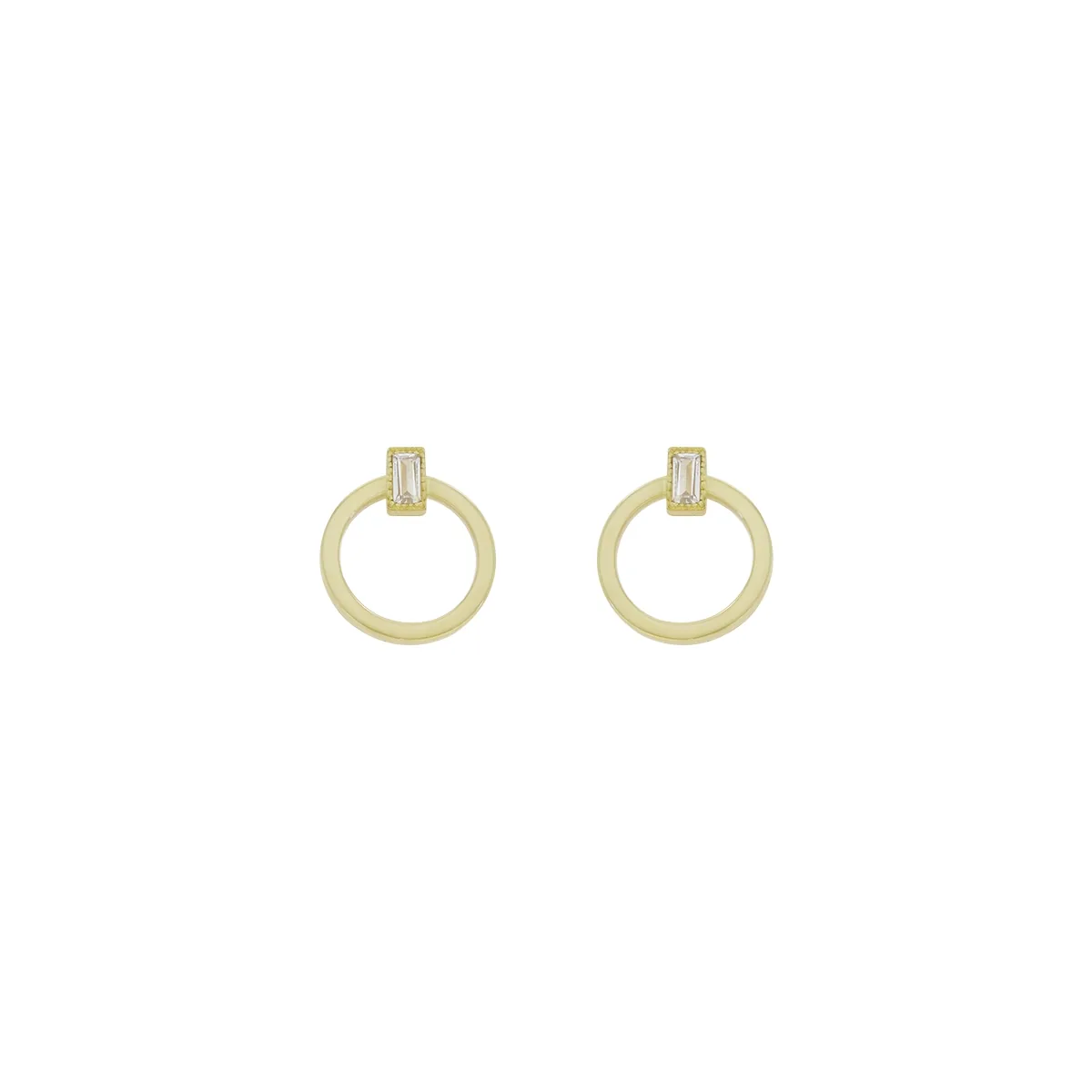 Aretes en oro amarillo de 18 Kilates, Figuras geométricas, con zircón central