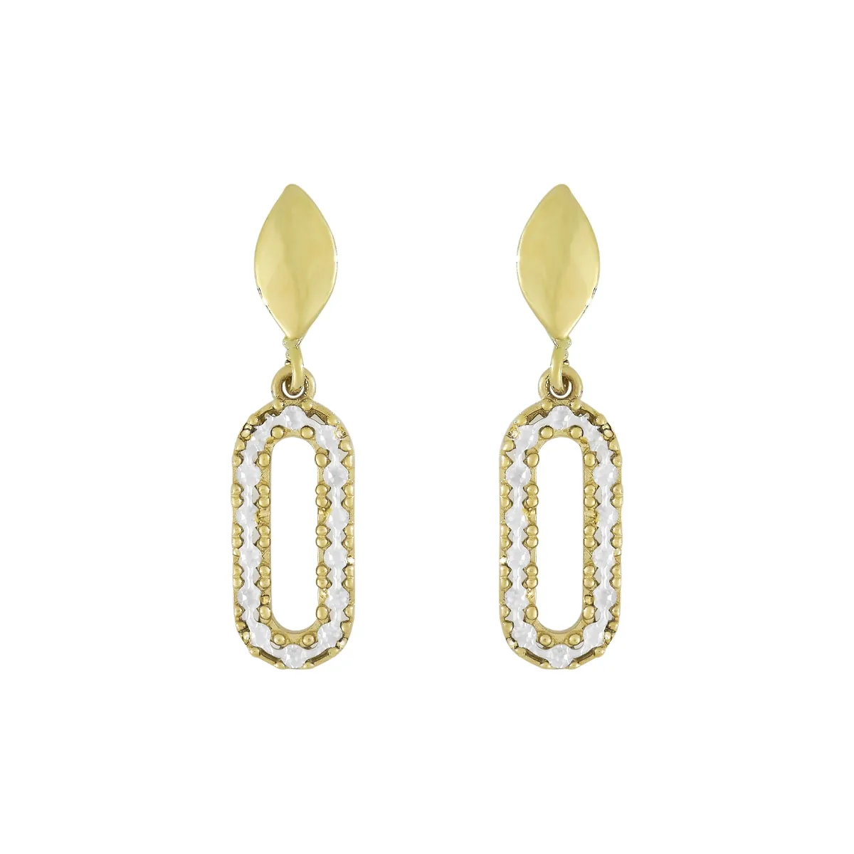 Aretes en oro amarillo de 18 Kilates con visos, Figuras geométricas