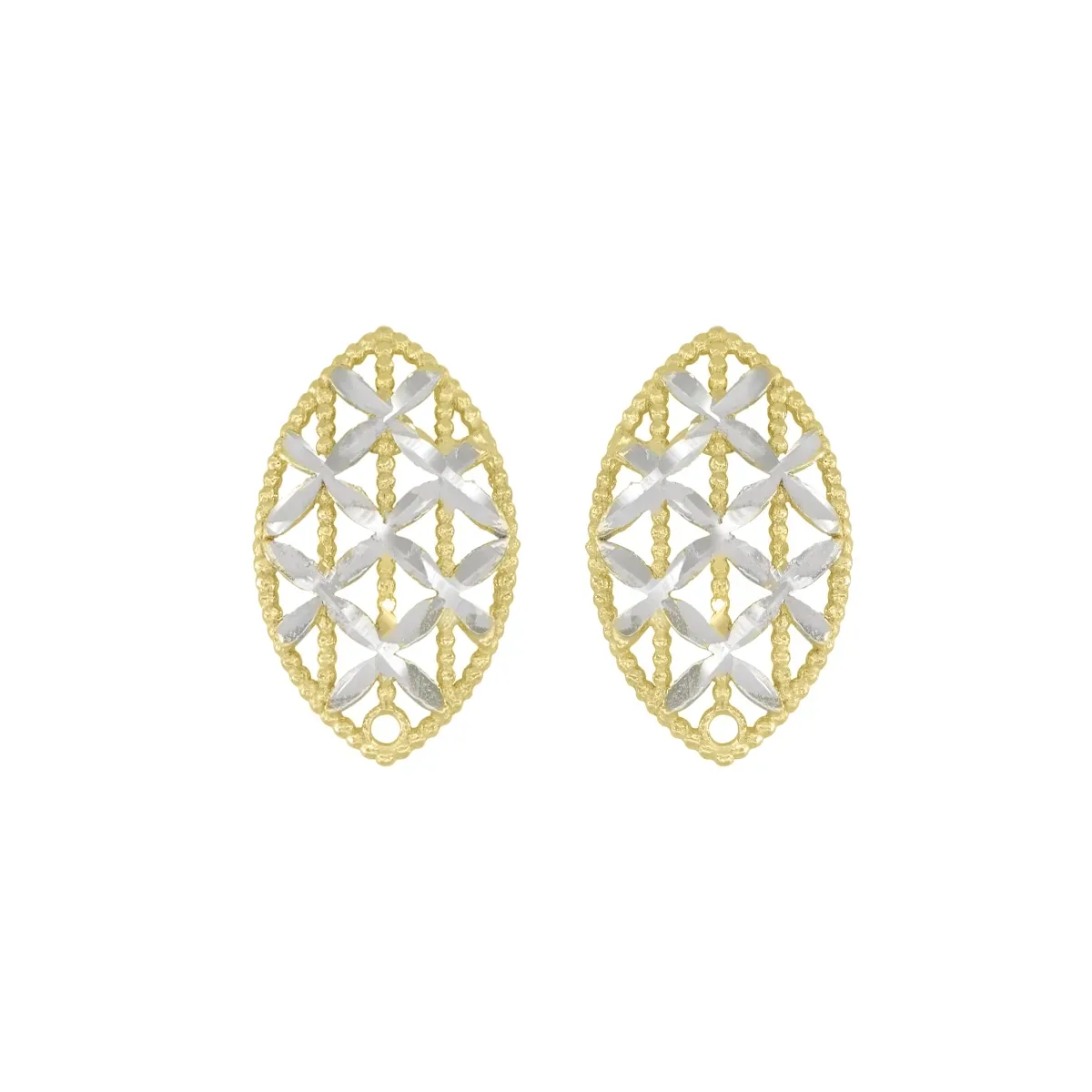 Aretes en oro amarillo de 18 Kilates con visos, Hoja