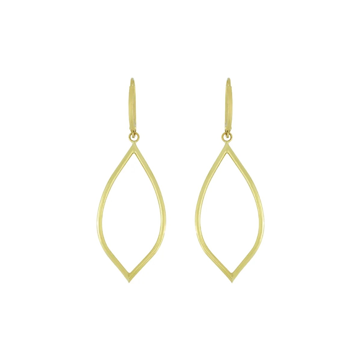 Aretes en oro amarillo de 18 Kilates, Hoja, 1.50 mm. de ancho
