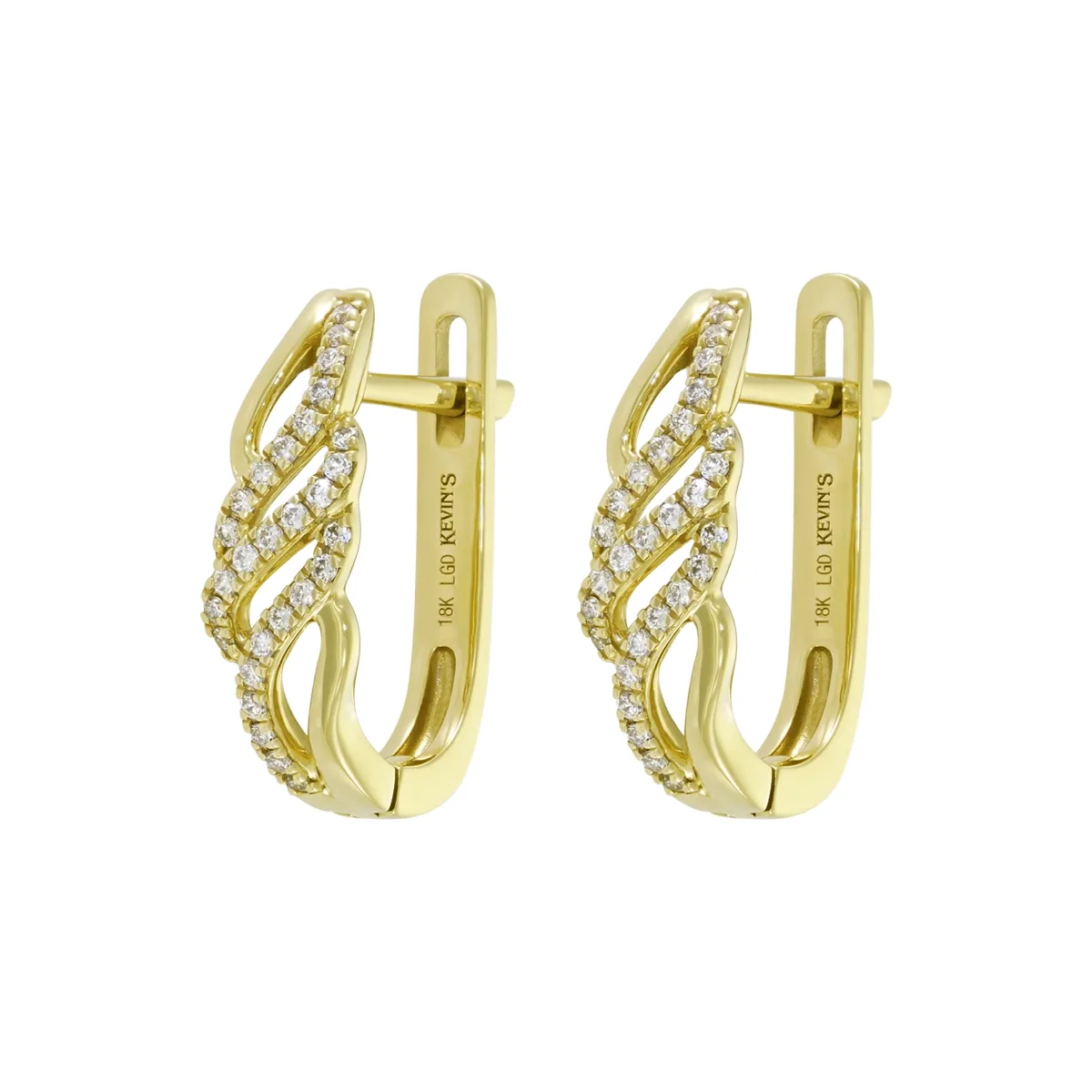 Aretes en oro amarillo de 18 Kilates, Franjas, con diamante de laboratorio de 0.15 Ct
