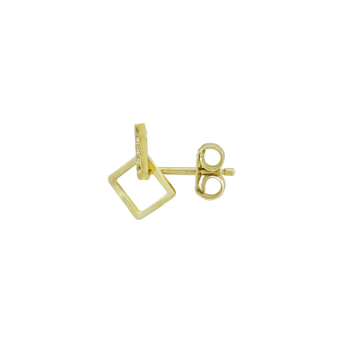 Aretes en oro amarillo de 18 Kilates, Figuras geométricas, con zircones