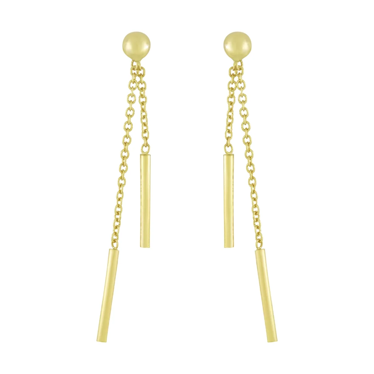 Aretes en oro amarillo de 18 Kilates, Barras