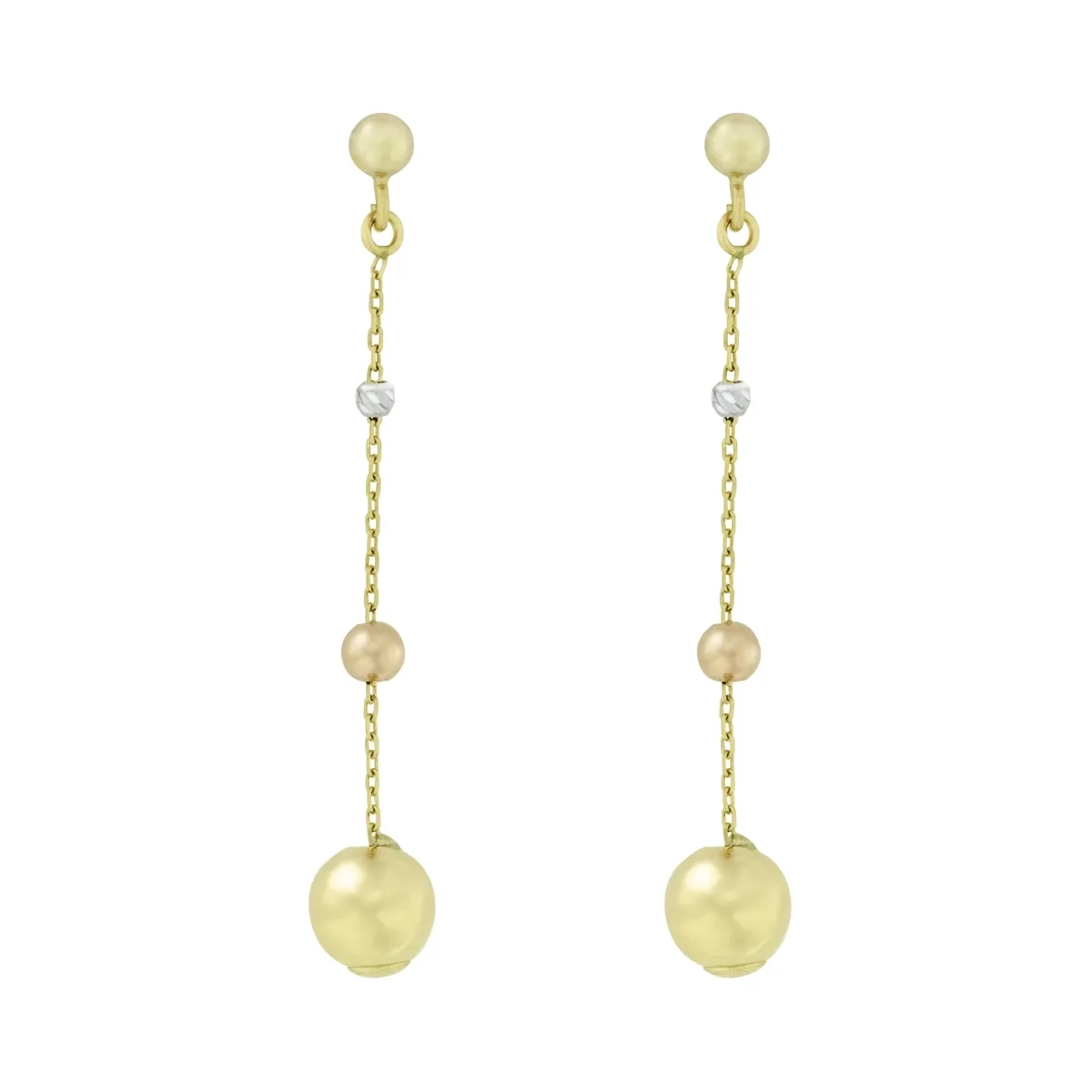 Aretes en oro amarillo de 18 Kilates con visos, Figuras geométricas