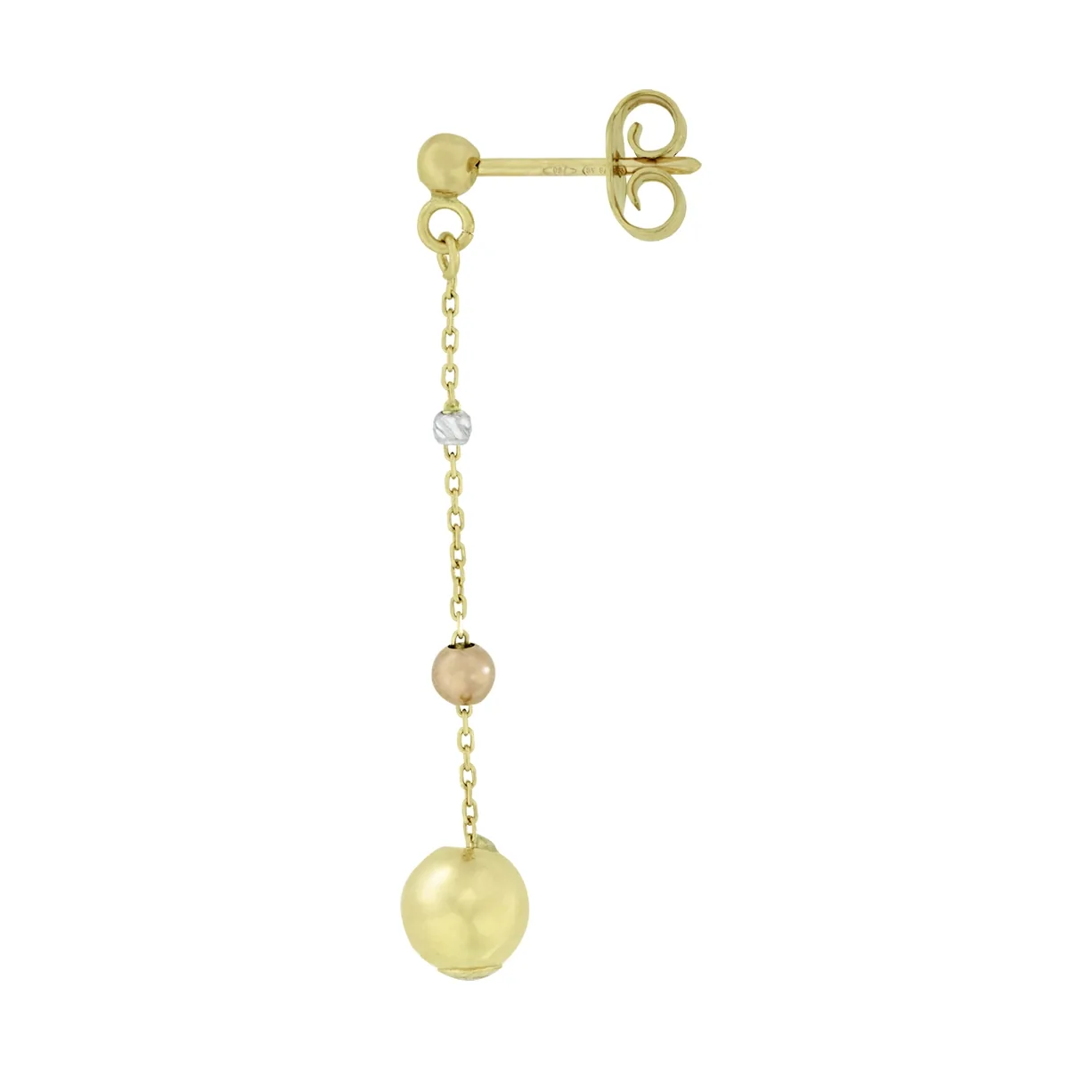 Aretes en oro amarillo de 18 Kilates con visos, Figuras geométricas