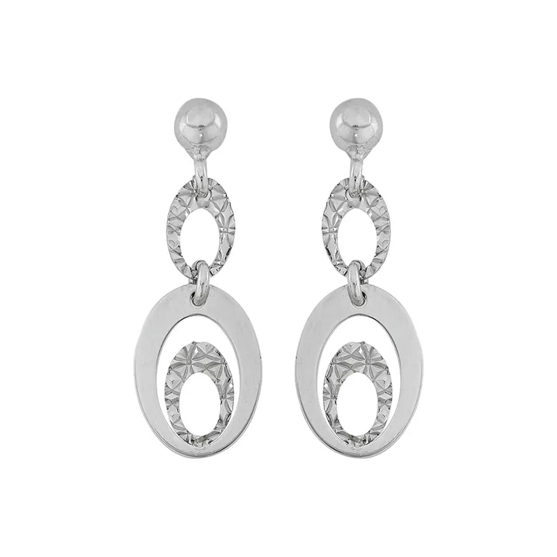 Aretes en oro blanco de 18 Kilates con visos, Figuras geométricas